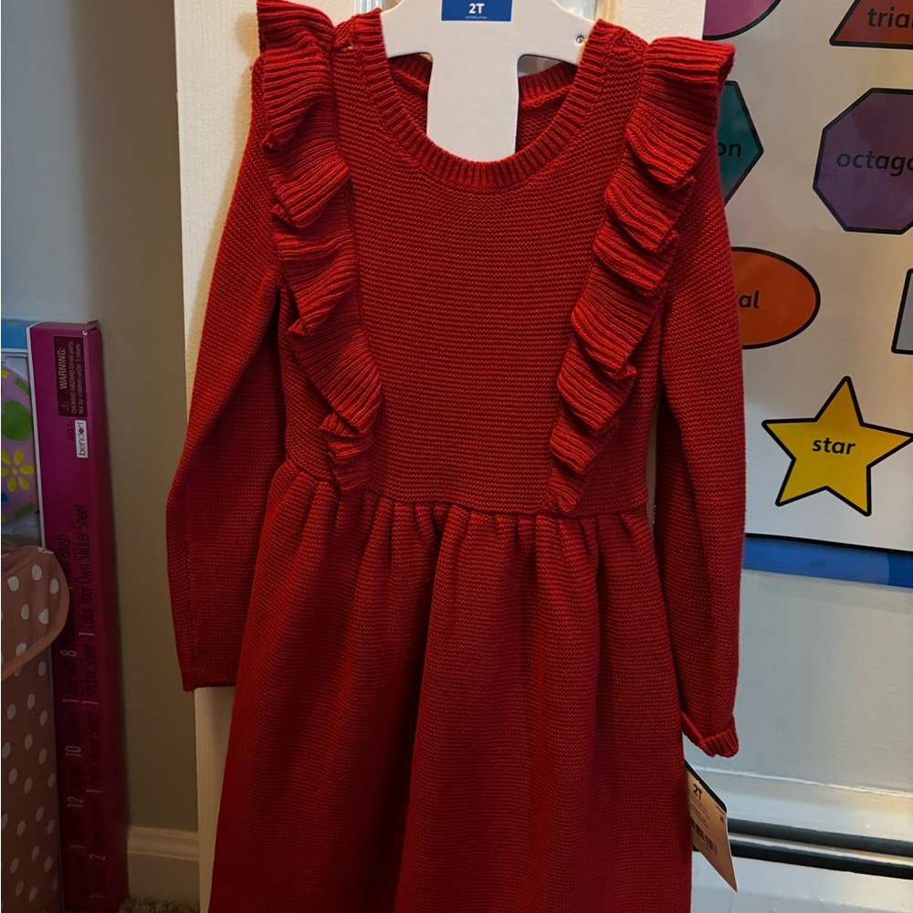 Girls' Red Ruffle Knit Dress - NWT